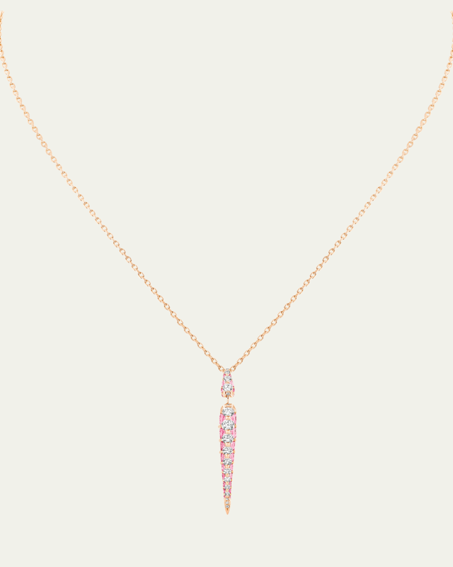 Merveilles Rose Icicle Pink Sapphire and Diamond Pendant in 18K Rose Gold